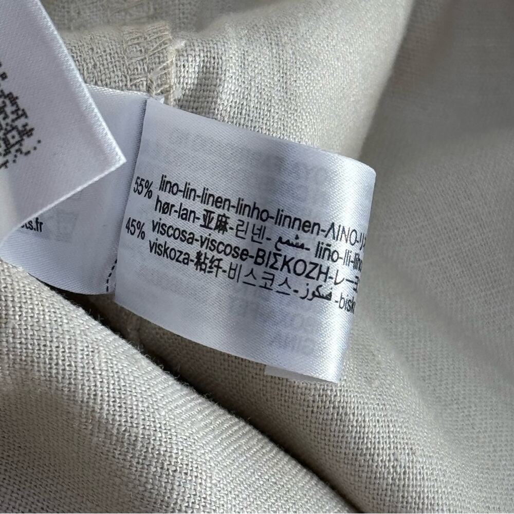 Zara Beige Oatmeal Linen Blend Tapered Leg High Rise Pants 25” Women’s Medium - Picture 11 of 12